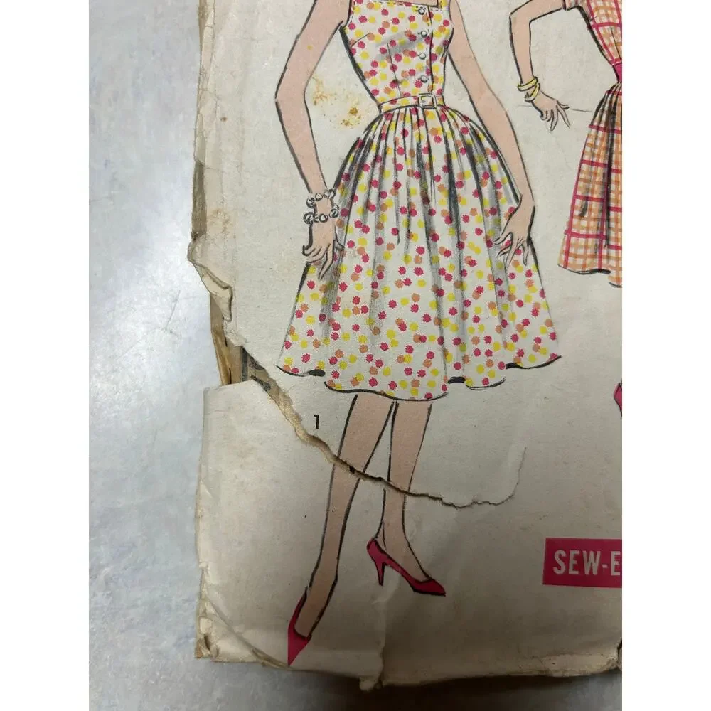 Vintage 1950's Advance Pattern #9051 Jr. and Misses One‎ Piece Dress Size 16 HTF